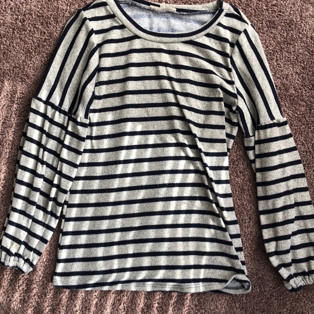 Striped black and grey long sleeved shirt